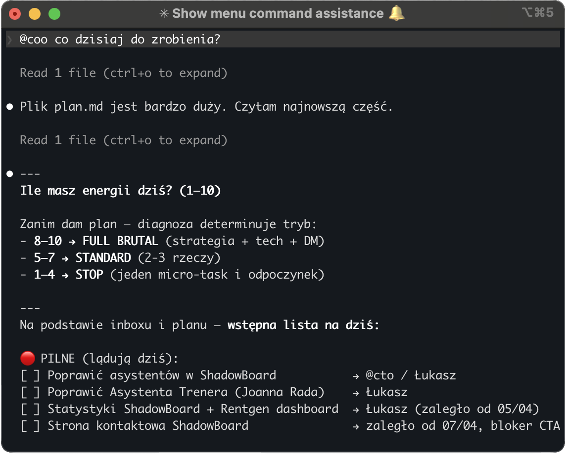 COO – co dzisiaj do zrobienia